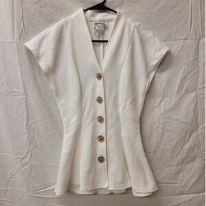 Chorus Line White Cap Sleeve Vintage Blazer Size 5/6 Wome's Button Down